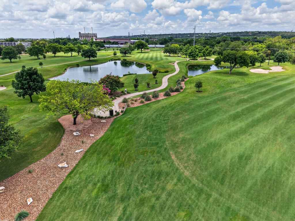 golf course aerial lake